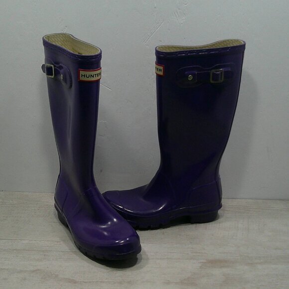 Hunter Purple Rain Tall Rubber Waterproof Puddle Stomping Rain Boots Size 5 M - Picture 4 of 10